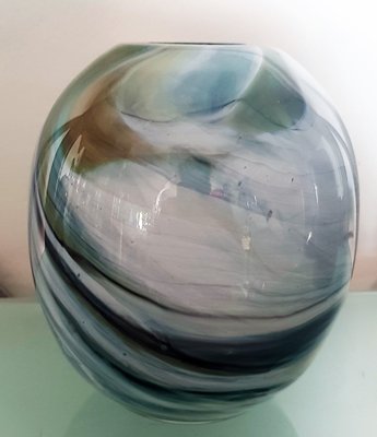 Gray and Blue Marbled Glass Vase, 1970s-QDP-838531