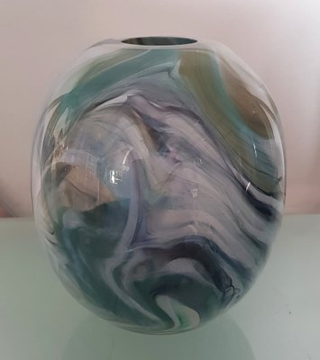 Gray and Blue Marbled Glass Vase, 1970s-QDP-838531