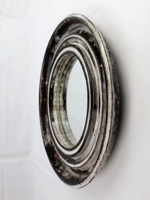 Gray and White Mirror in Vallauris Ceramic from Hofmann, 1950-YBU-1419631