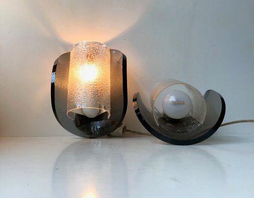 Gray Bend Acrylic Glass Sconces from Sönnico Oslo, 1970s, Set of 2-LCR-713638