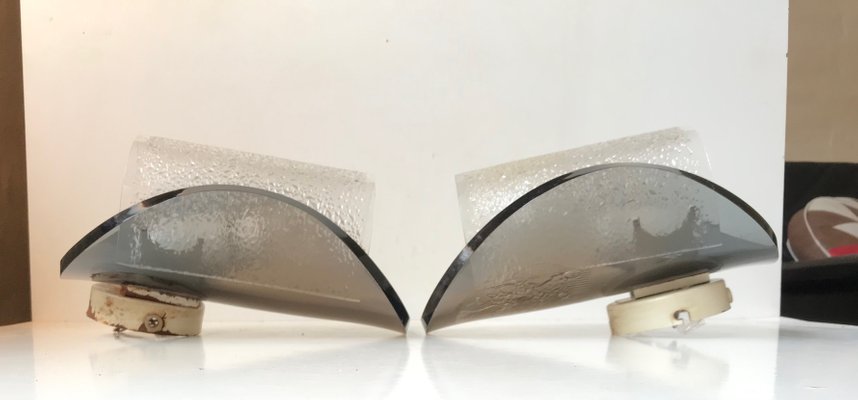 Gray Bend Acrylic Glass Sconces from Sönnico Oslo, 1970s, Set of 2-LCR-713638