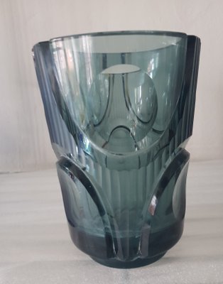 Gray Blue Art Deco Vase from Moser Böhmen, 1920s-QDP-838542