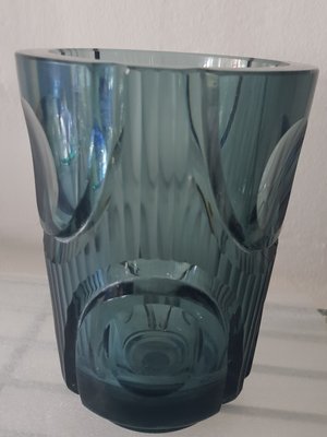 Gray Blue Art Deco Vase from Moser Böhmen, 1920s-QDP-838542