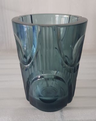 Gray Blue Art Deco Vase from Moser Böhmen, 1920s-QDP-838542