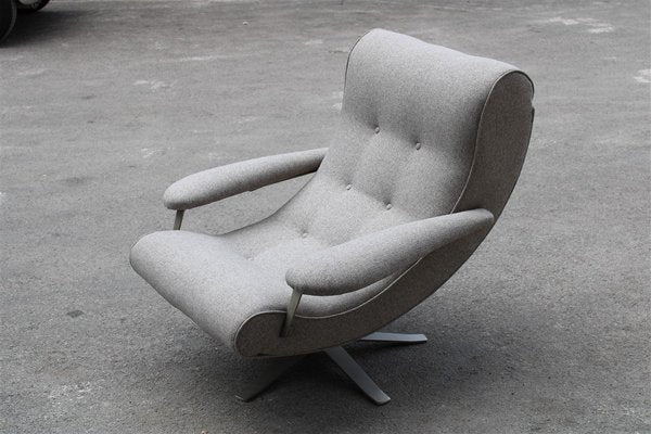 Gray Fabric Swivel Lounge Chair by Guido Bonzani for Tecnosalotto, 1970s-EH-675727