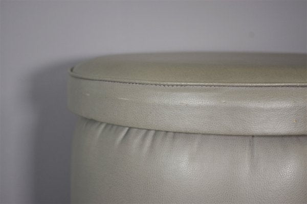 Gray Leatherette Ottomans, 1980s, Set of 3-KNM-840548