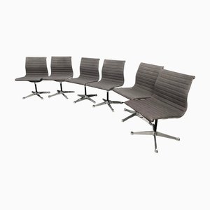 Gray Mottled Aluminum EA 107 Swivel Chairs by Charles & Ray Eames for Herman Miller, 1970s, Set of 6-YZD-1438389