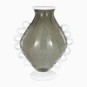 Gray Pulegoso & Lattimo Murano Glass Vase by Martinuzzi for Venini-MPO-1311052