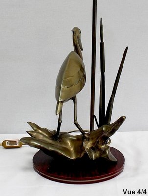 Great Brass Heron Table Lamp, 1970s-RVK-969962