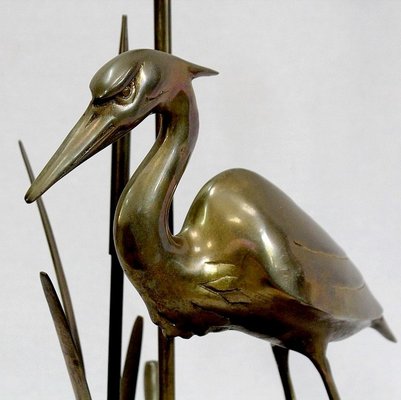 Great Brass Heron Table Lamp, 1970s-RVK-969962