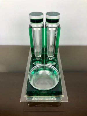 Green Acrylic Salt & Pepper Set from Guzzini, Italy, 1970s, Set of 6-LYQ-1171784