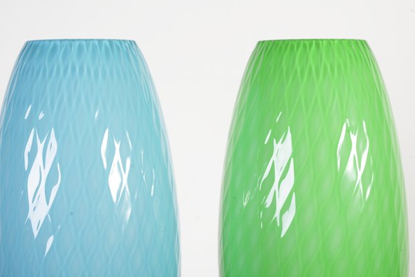 Green and Blue Art Glass Vases from Egermann, 1980s, Set of 2-IND-560305