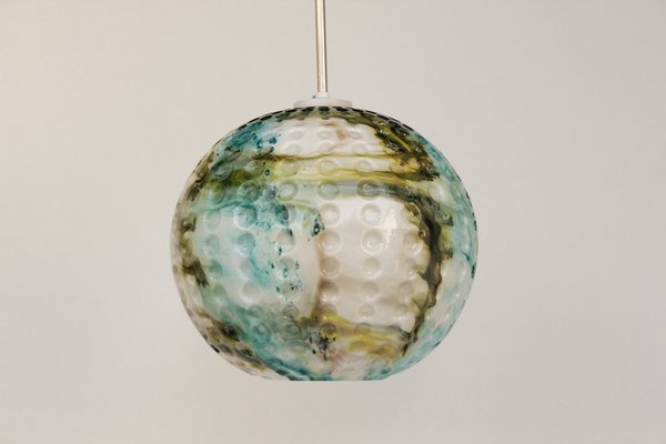 Green and Blue-Colored Murano Glass Pendant Lamp, 1970s-DUM-1806035