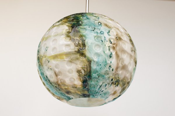 Green and Blue-Colored Murano Glass Pendant Lamp, 1970s-DUM-1806035