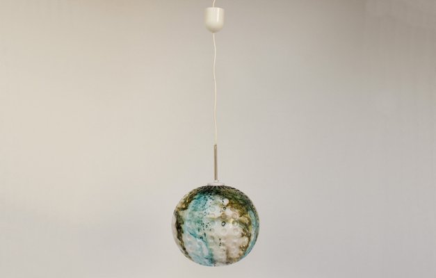 Green and Blue-Colored Murano Glass Pendant Lamp, 1970s-DUM-1806035