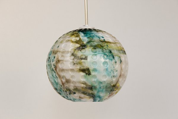 Green and Blue-Colored Murano Glass Pendant Lamp, 1970s-DUM-1806035