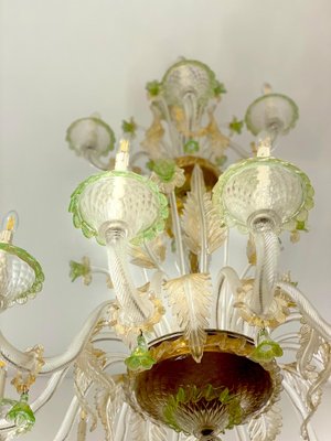 Green and Gold Murano Glass Chandelier, 1990s-MBH-1421924