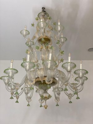 Green and Gold Murano Glass Chandelier, 1990s-MBH-1421924