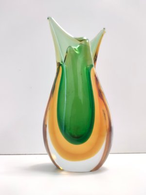 Green and Orange Sommerso Murano Glass Vase attributed to Flavio Poli, Italy, 1950s-JPQ-1822520