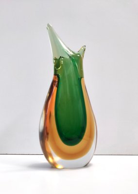 Green and Orange Sommerso Murano Glass Vase attributed to Flavio Poli, Italy, 1950s-JPQ-1822520