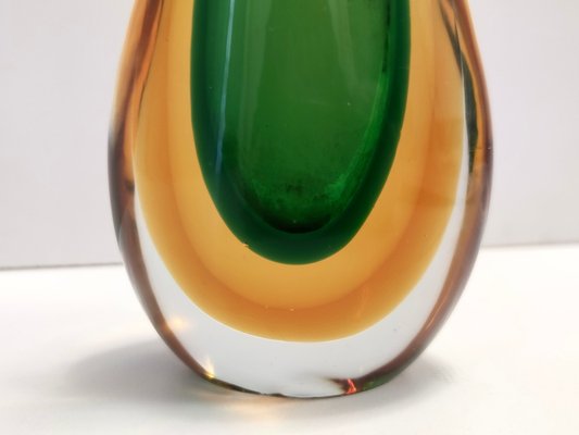 Green and Orange Sommerso Murano Glass Vase attributed to Flavio Poli, Italy, 1950s-JPQ-1822520