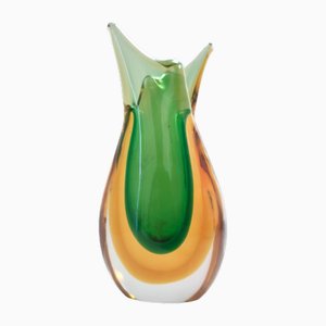 Green and Orange Sommerso Murano Glass Vase attributed to Flavio Poli, Italy, 1950s-JPQ-1822520