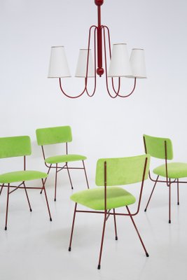 Green and Red Velvet Chairs by BBPR, 1950s, Set of 6-RCE-1402665