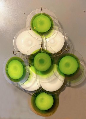 Green and White Disc Murano Glass Sconces or Wall Lights, Set of 2-MBH-1032660