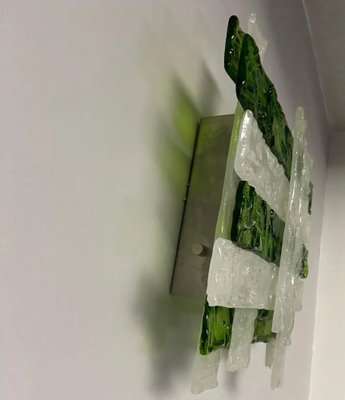 Green and White Murano Glass Square Wall Light from Mazzega-NMK-1797619