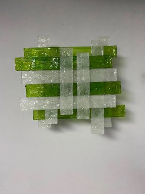 Green and White Murano Glass Square Wall Light from Mazzega-NMK-1797619