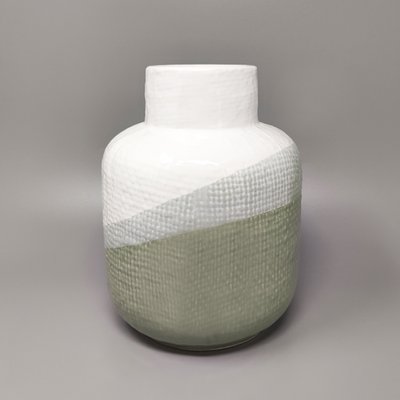 Green and White Vase in Ceramic by F.lli Brambilla, Italy, 1970s-QGR-1293131