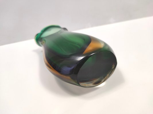 Green and Yellow Sommerso Murano Glass Vase by Flavio Poli, 1950s-JPQ-2020596