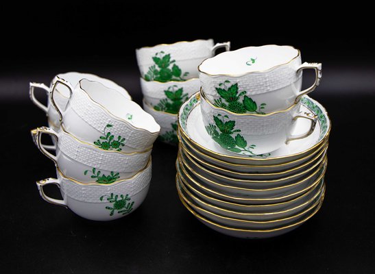 Green Appony Coffee Service from Herend, Set of 36-OZS-1388918