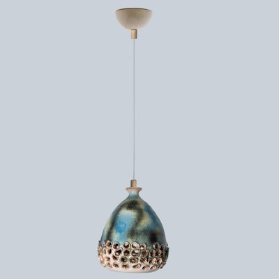 Green Blue Ceramic Pendant Light, Denmark, 1970s-VDW-1754774