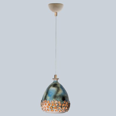 Green Blue Ceramic Pendant Light, Denmark, 1970s-VDW-1754774