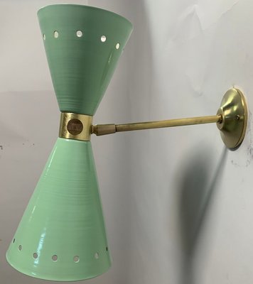 Green Brass Diablo Sconce from Stilnovo, 1950s-NUO-1776205