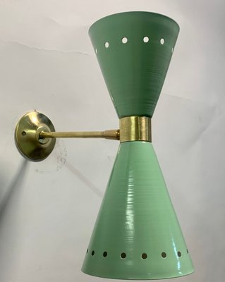 Green Brass Diablo Sconce from Stilnovo, 1950s-NUO-1776205