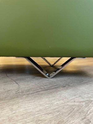 Green Capitonné Leather Bench with Steel Feet from Knoll International, 1990s-XDW-1803354