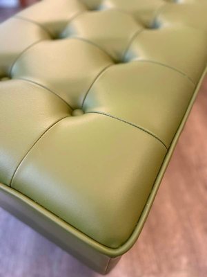 Green Capitonné Leather Bench with Steel Feet from Knoll International, 1990s-XDW-1803354