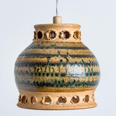 Green Ceramic Pendant Light, Denmark, 1970s-VDW-1756141