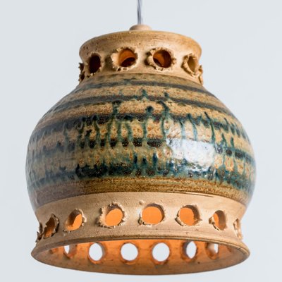 Green Ceramic Pendant Light, Denmark, 1970s-VDW-1756141