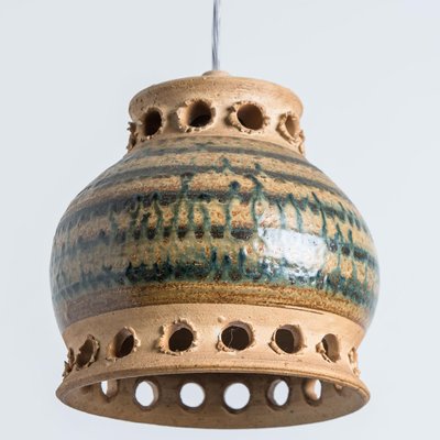 Green Ceramic Pendant Light, Denmark, 1970s-VDW-1756141