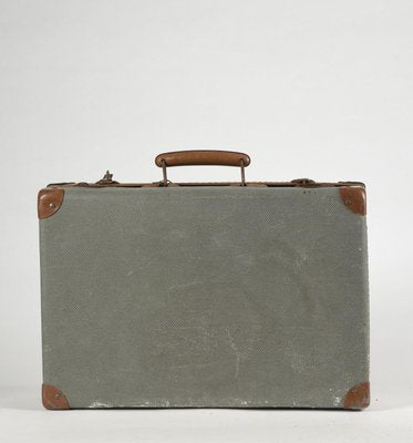 Green Checkered Hardboard Suitcase, Italy, 1950s-RAQ-804488