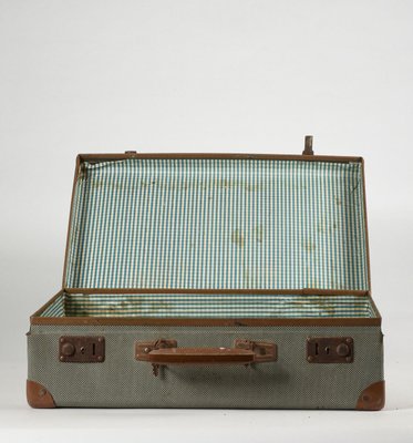 Green Checkered Hardboard Suitcase, Italy, 1950s-RAQ-804488