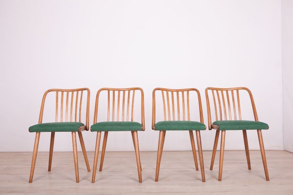 Green Dining Chairs by Antonín Šuman for TON, 1960s, Set of 4-NIT-623480