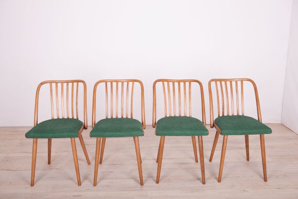 Green Dining Chairs by Antonín Šuman for TON, 1960s, Set of 4-NIT-623480