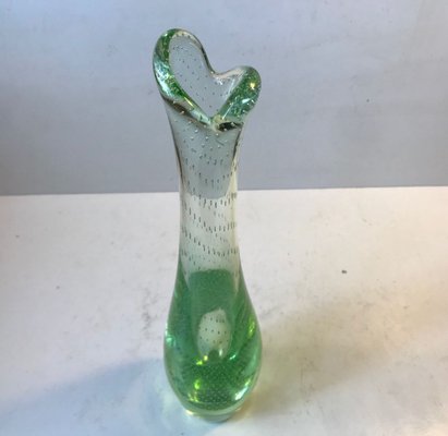 Green Duckling Glass Vase with Air Bubbles by Per Lütken for Holmegaard, 1950s-LCR-784769