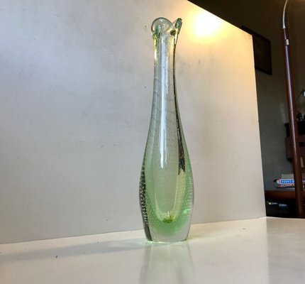 Green Duckling Glass Vase with Air Bubbles by Per Lütken for Holmegaard, 1950s-LCR-784769