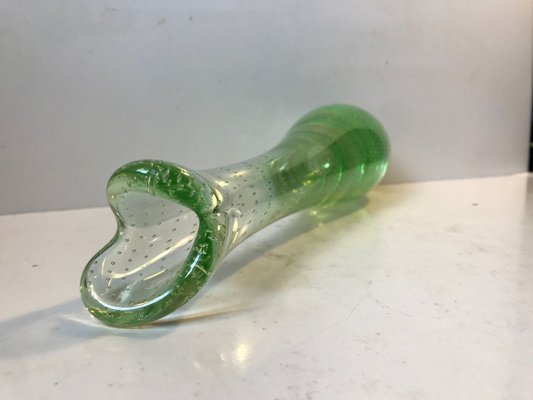 Green Duckling Glass Vase with Air Bubbles by Per Lütken for Holmegaard, 1950s-LCR-784769