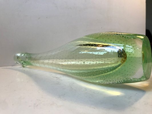 Green Duckling Glass Vase with Air Bubbles by Per Lütken for Holmegaard, 1950s-LCR-784769